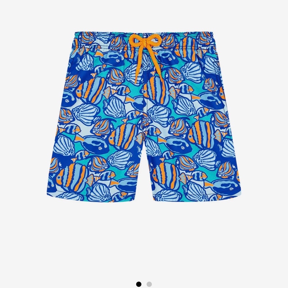 Vilebrequin Kids Blue and Orange Fish Print Shorts